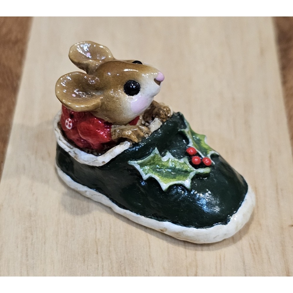 Wee Forest Folk M-166 Chris-Mouse Slipper Retired Signed AP, No WFF Box 1990 - Picture 8 of 10